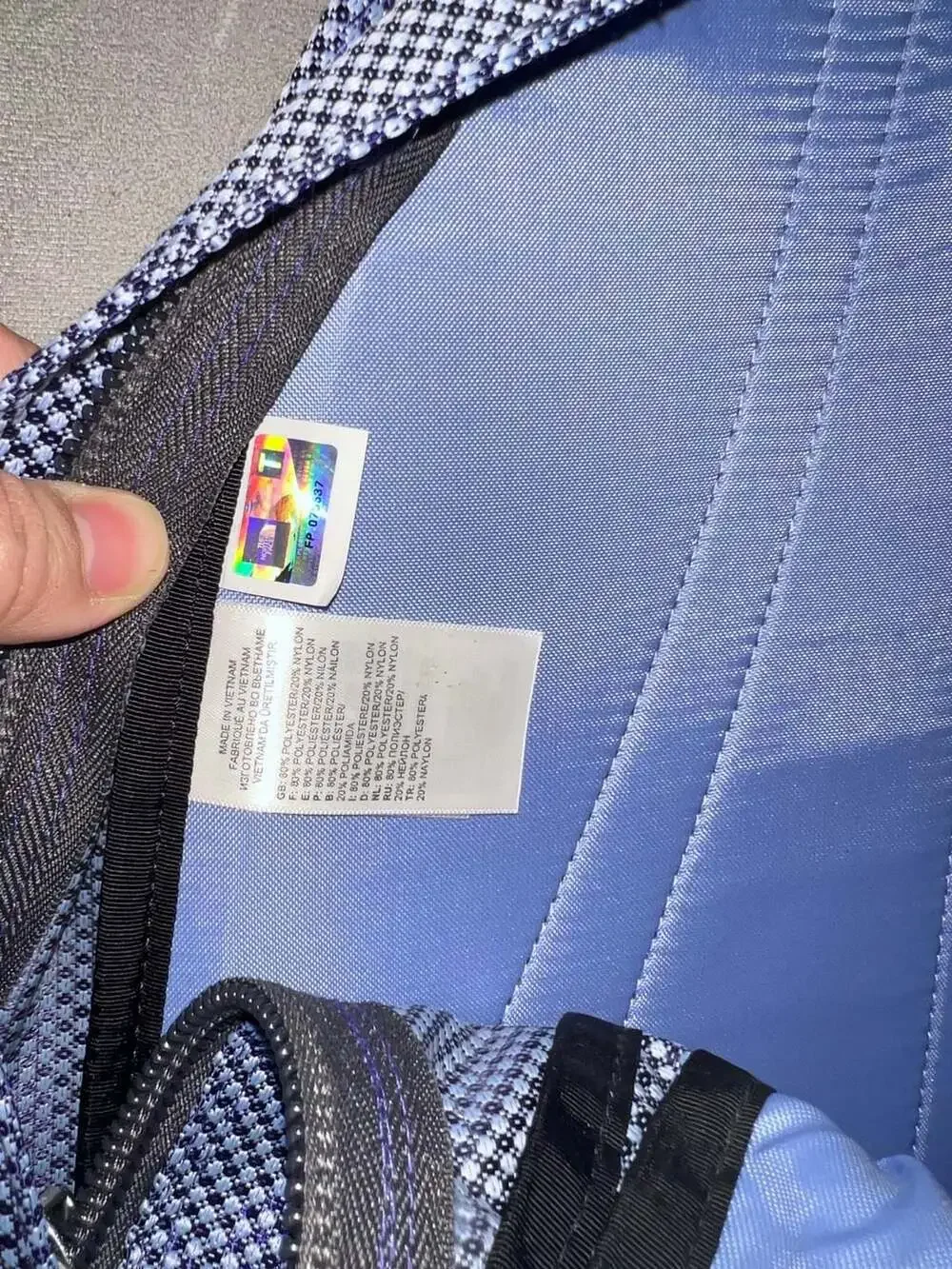The North Face Jester Backpack Blue White Checkered Bungee Hiking School